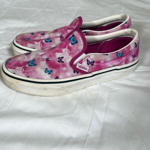 Vans butterfly pink slip on skate shoes girls youth size 3